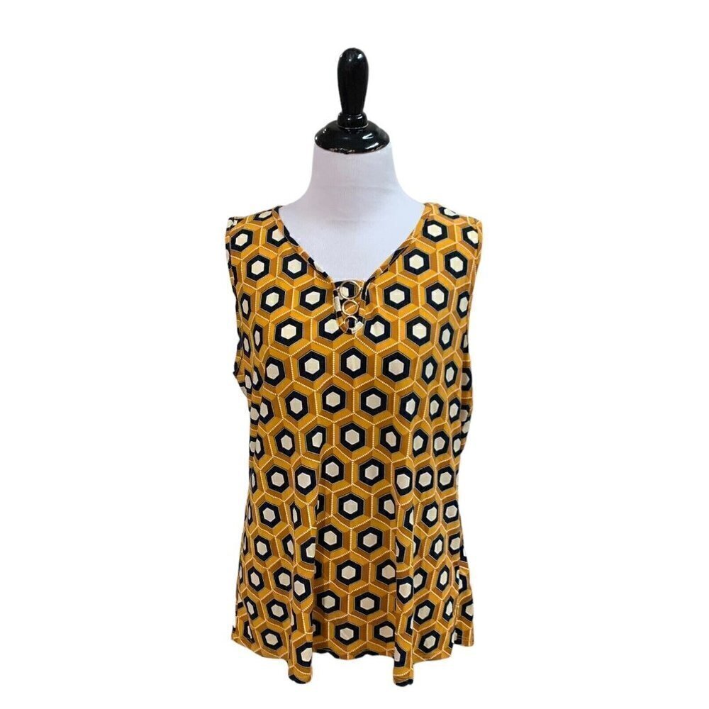 By Design Women's Sleeveless Top S Small Ornamental Polyester A-Line